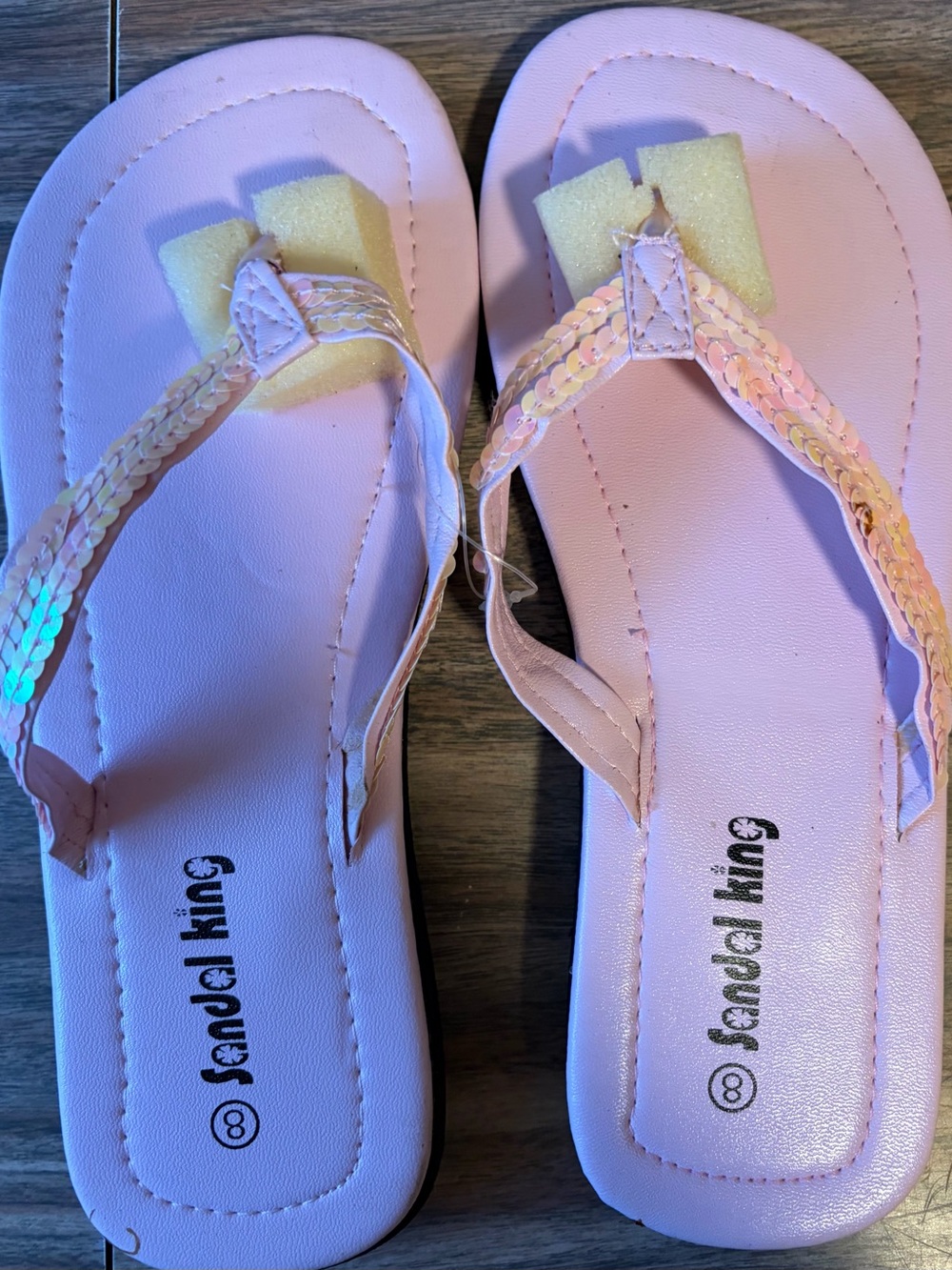 Women’s Light Pink Sequin Toe-Post Flats
